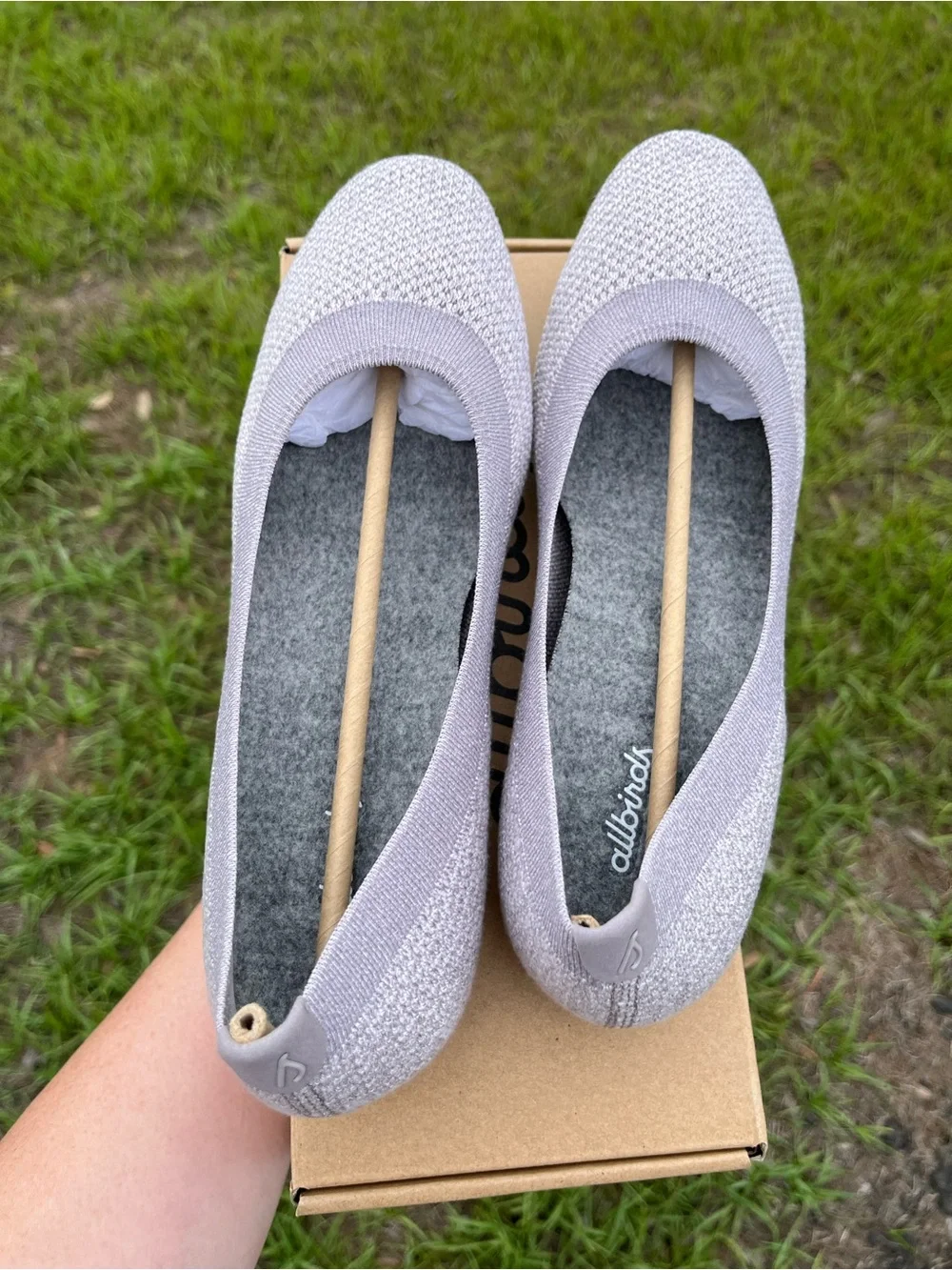 New In Box Allbirds Womens Tree Breezer Knit Flats in Lavender Tone Gray Size 11